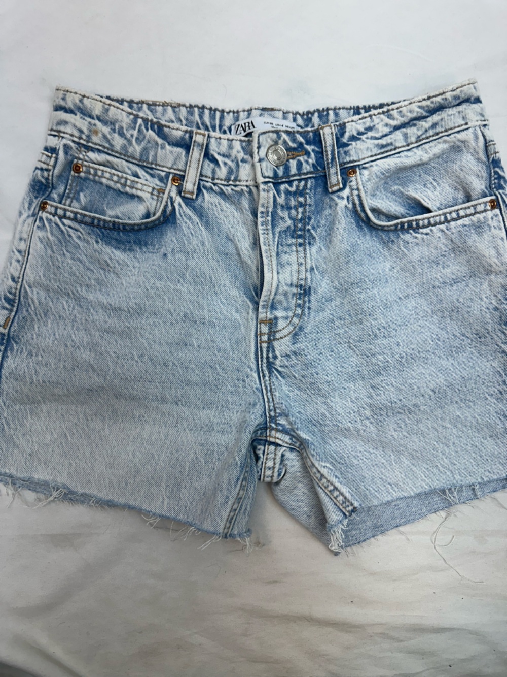 Zara Light Wash Blue Denim Jean Shorts 4
